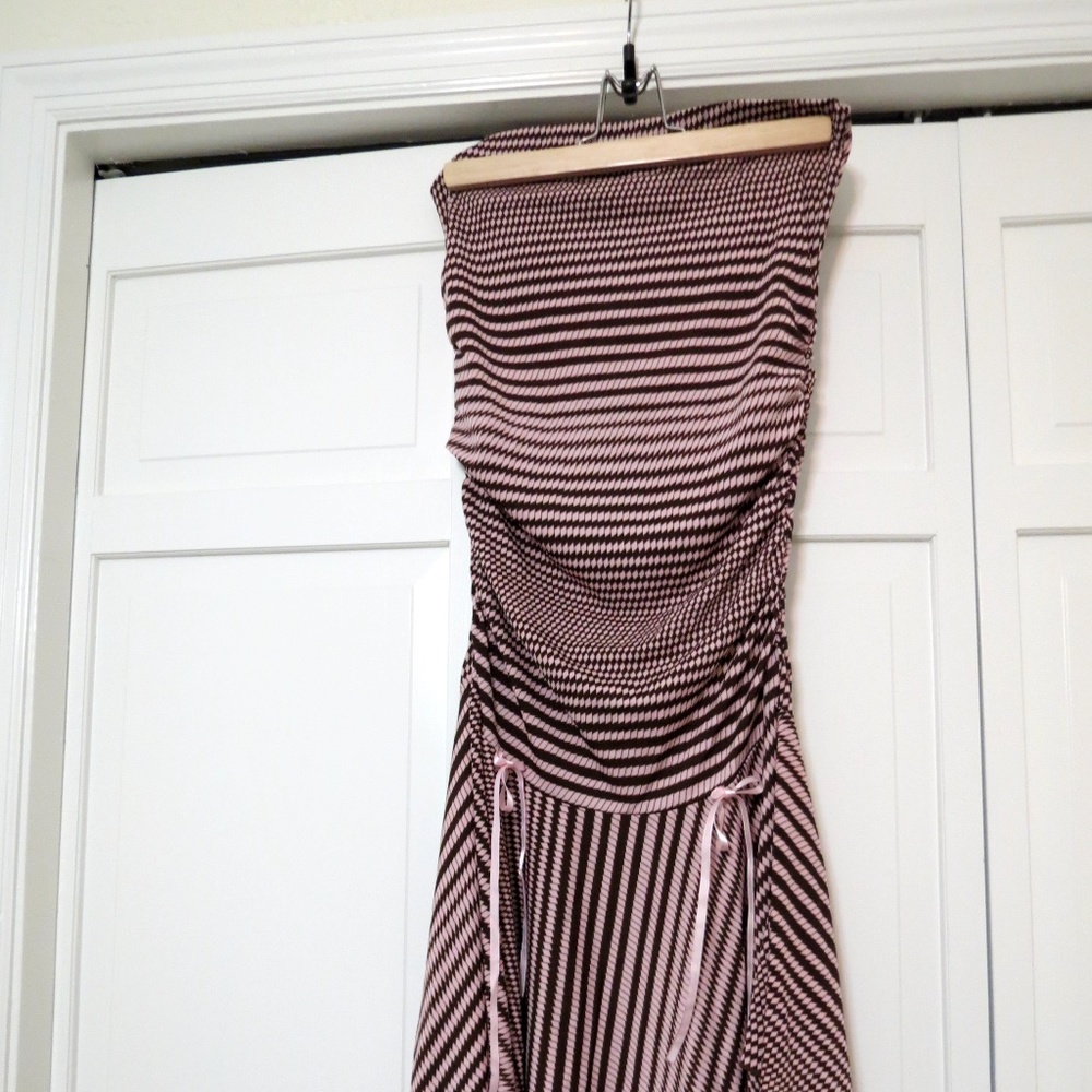 Mint Brown/Pink Dimond Strapless Dress